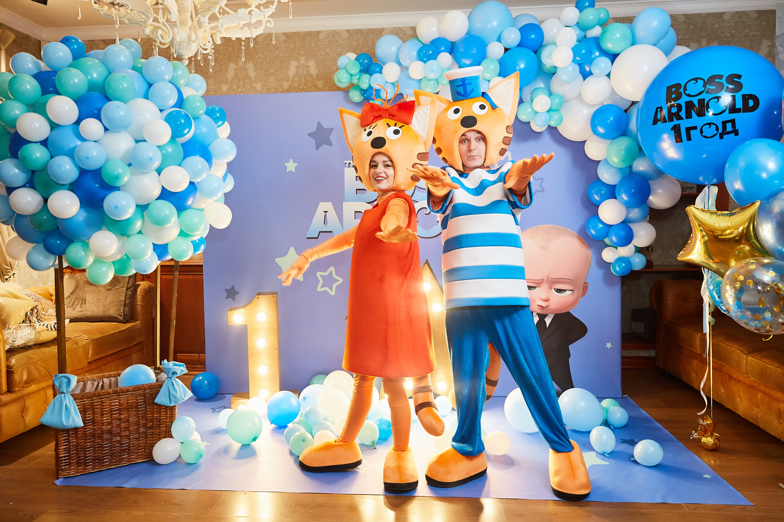 Two cute cats - a bright children's birthday party with favorite characters in Switzerland