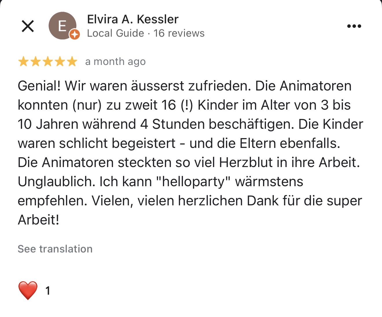 Bewertung Hello Party 